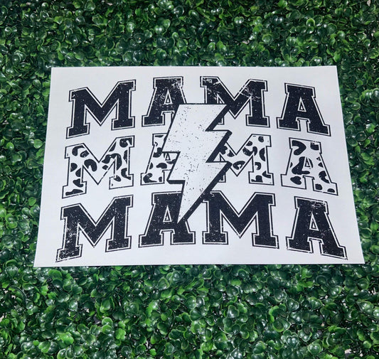 Mama With Lightning Bolt Screen Print Heat Transfer