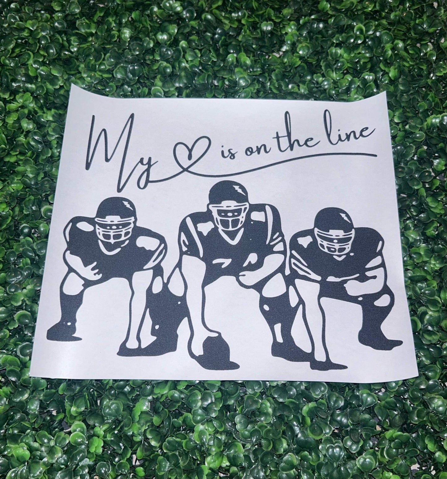 My Heart is on the Line - Football Parent Screen Print Heat Transfer