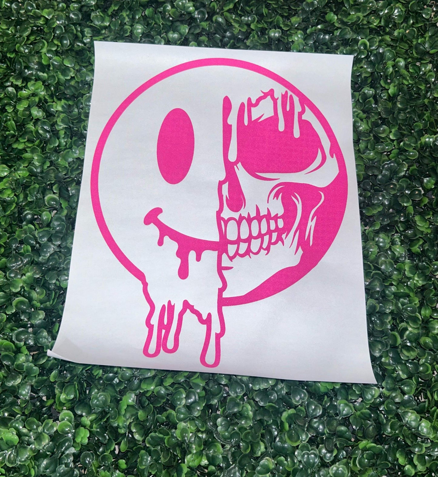 Pink Smiley/Skull Face Screen Print Heat Transfer &nbsp;