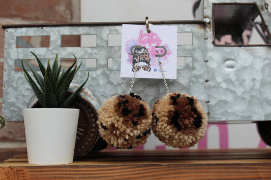 leopard pom pom earings