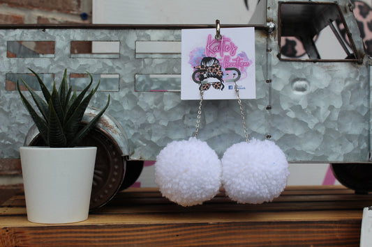 white pom pom earings